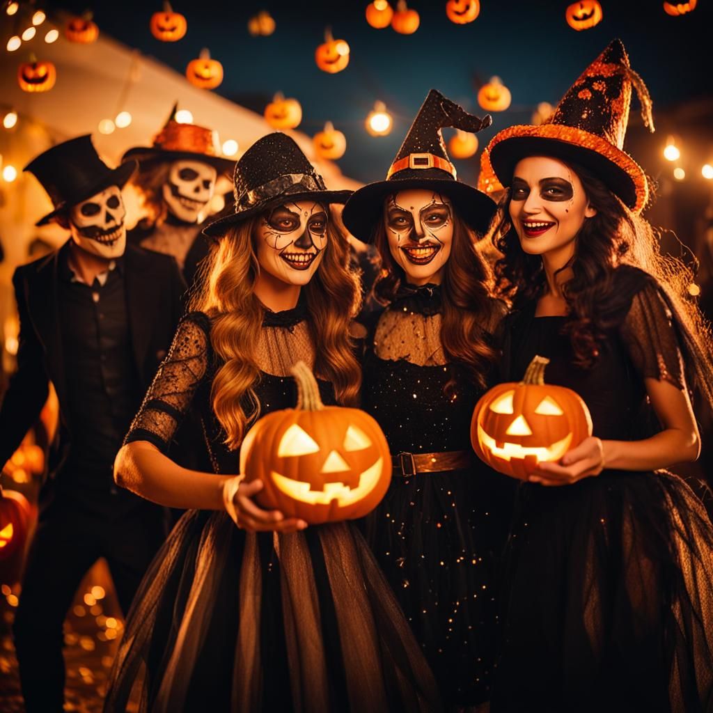 Halloween Party: Friends Dancing in Costume