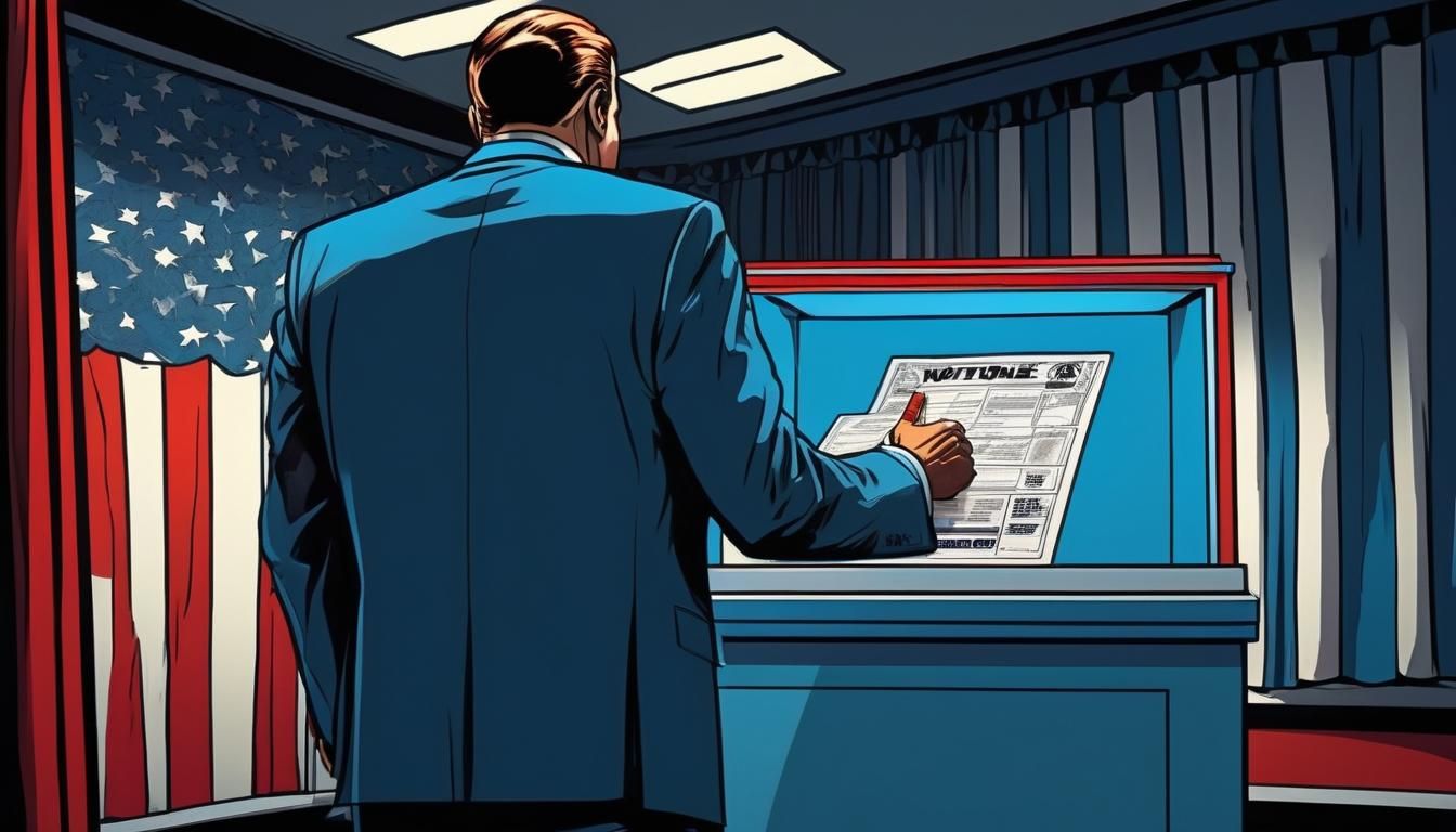 Vibrant Pop Art: Voting Booth Scene