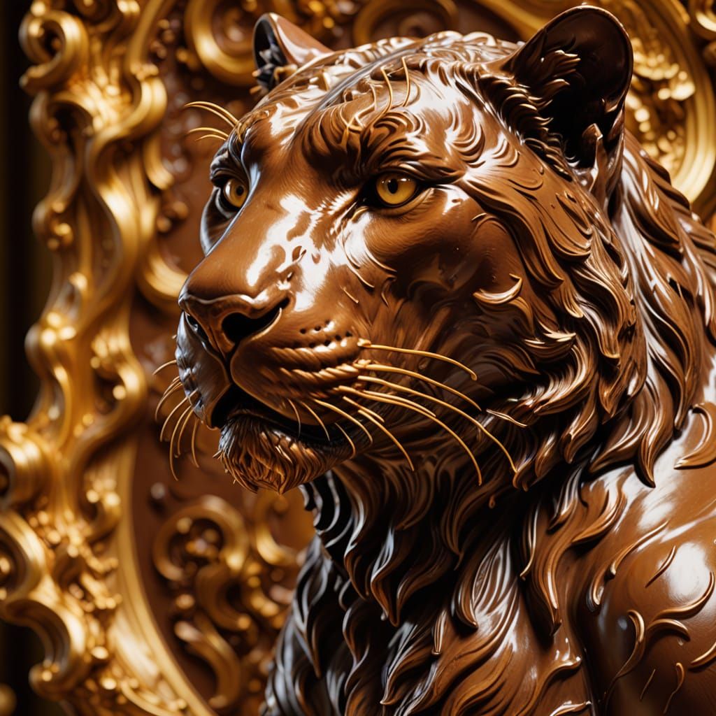 Chocolate Panther Sculpture in Barye Style