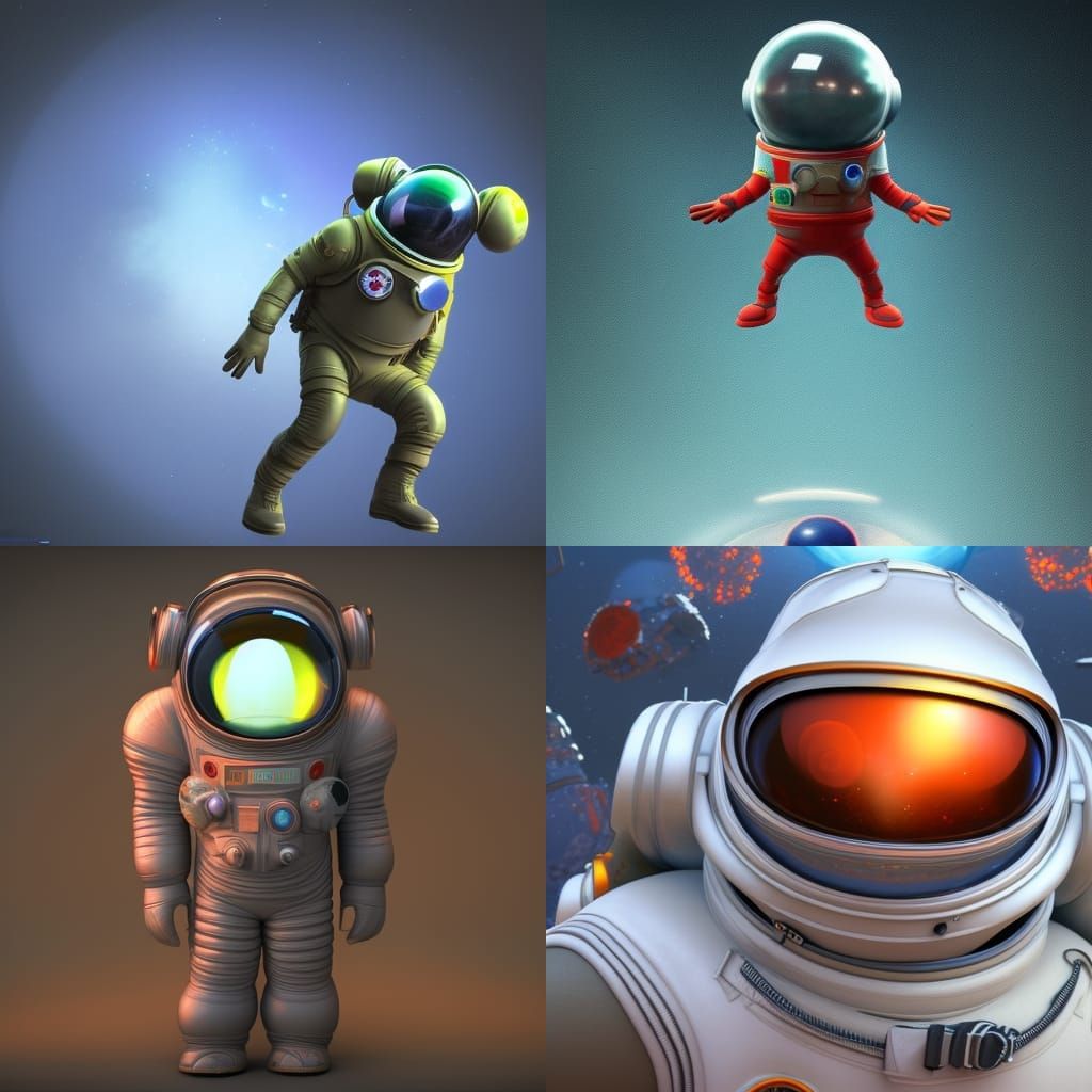 Alien Cosmonauts in Pixar Style 3D Rendering