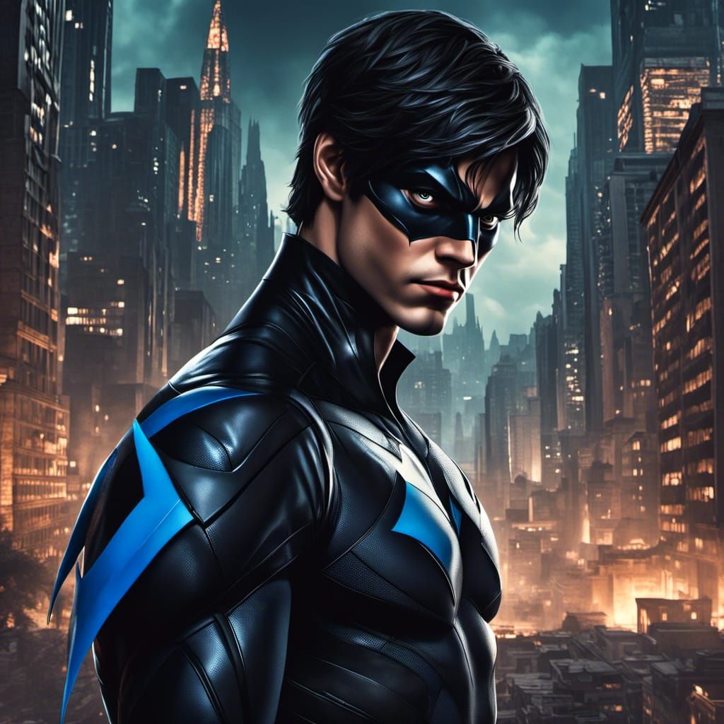 Nightwing Portrait in Dark Gotham City