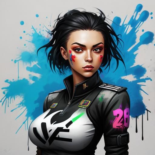 Graffiti Art: Ukrainian Soldier with Bold Colors