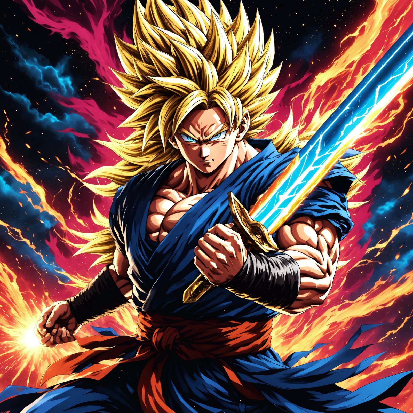 Goku SSJ3 with Z-Sword and Ki Aura