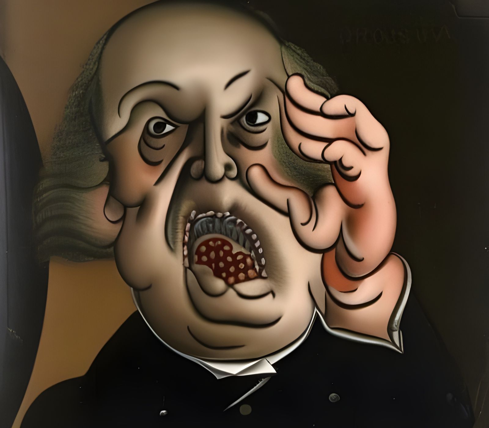 Sinister Feast: A Grotesque Vision in Oil Paint