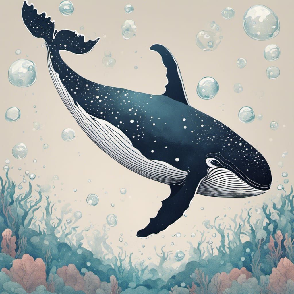 Beautiful Whale Underwater in Moebius Style