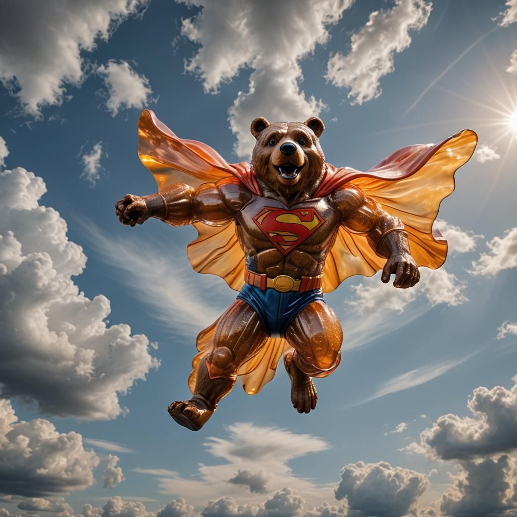 Yogi Bear as Superman Jelly Sculpture