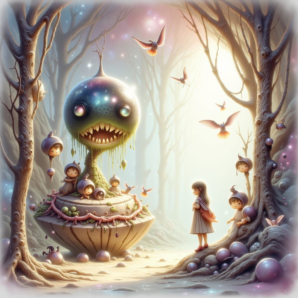 Childhood Wonder in Liminal Space Watercolor