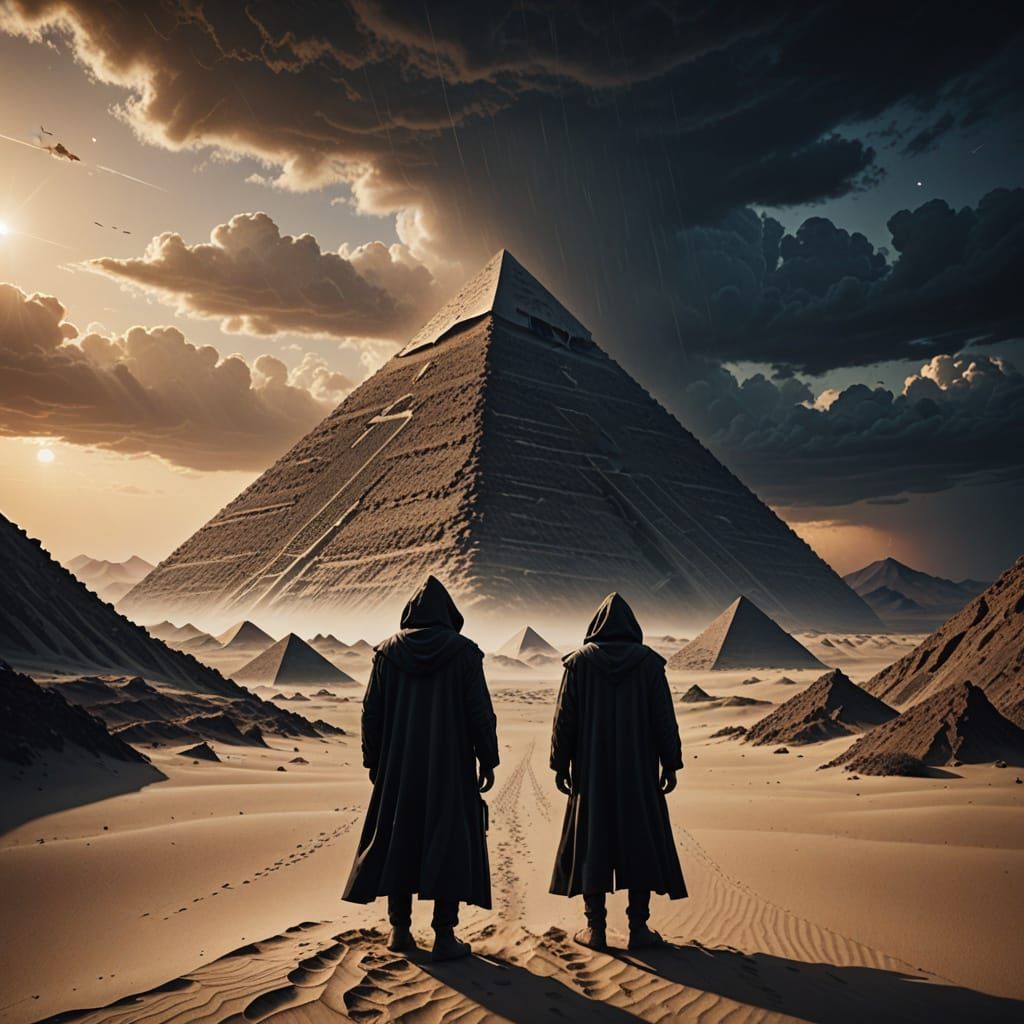 Ethereal Stranger Amidst a Stormy Wasteland