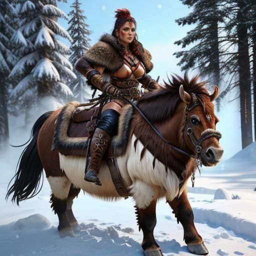 Barbarian Princess Hunting with Snow Yak
