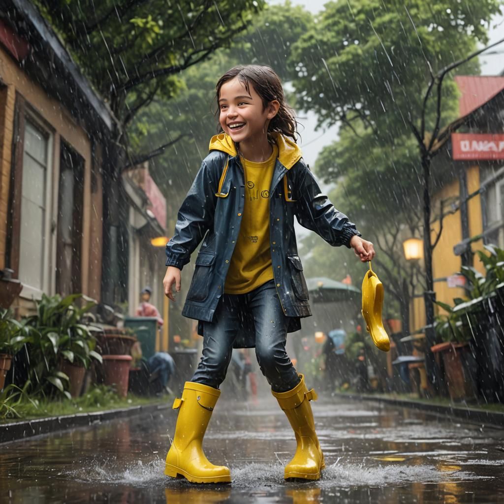 Girl in Yellow Rainboots: Fantasy Matte Painting