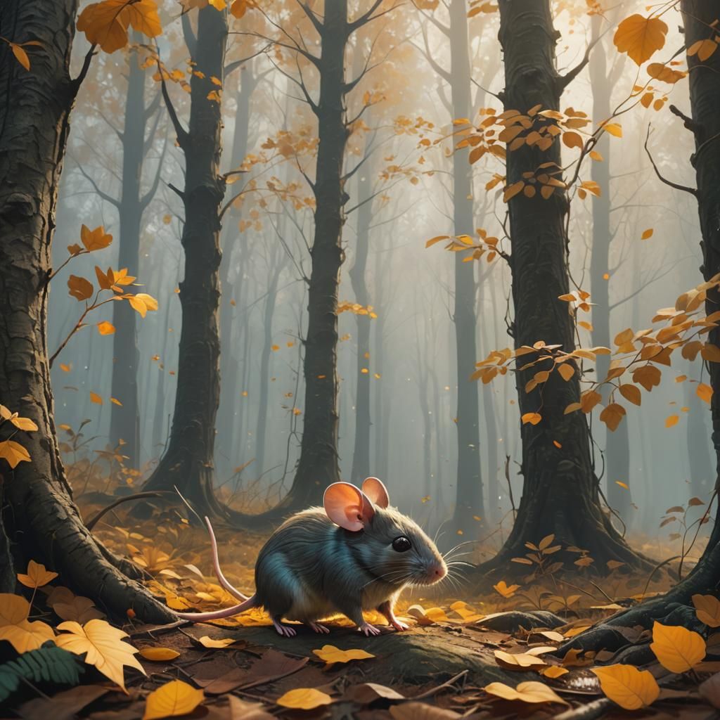 Mouse in Enchanted Forest: Fantasy Concept Art