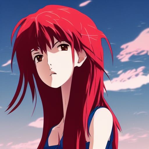 Anime Woman in Destroyed City: Ghibli Style