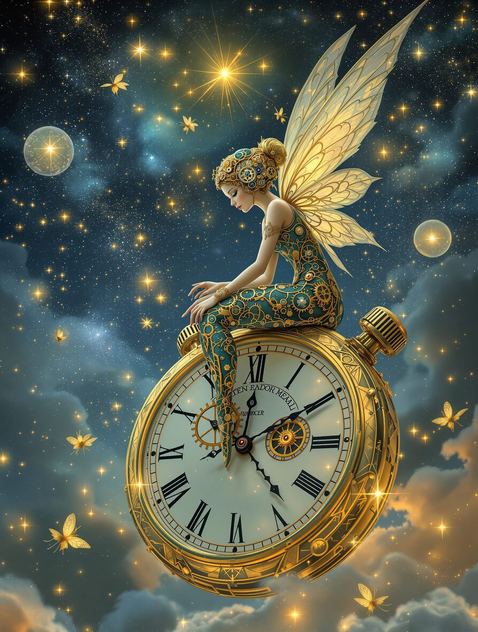 Victorian Steampunk Tinkerbell Automaton in Art Nouveau Styl...