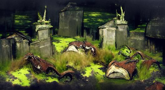 Mossy Cemetery in Romantic Style