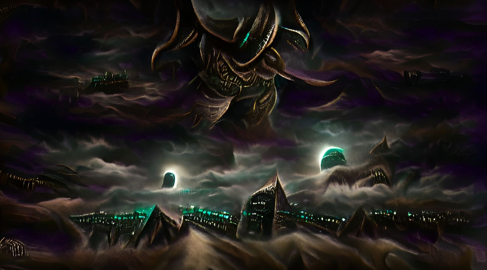Midnight Moonlord Approaches City: 4K Artwork