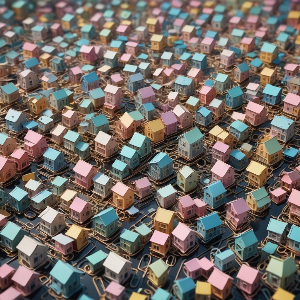 Paper Clip Town: A Pastel Oil Painting