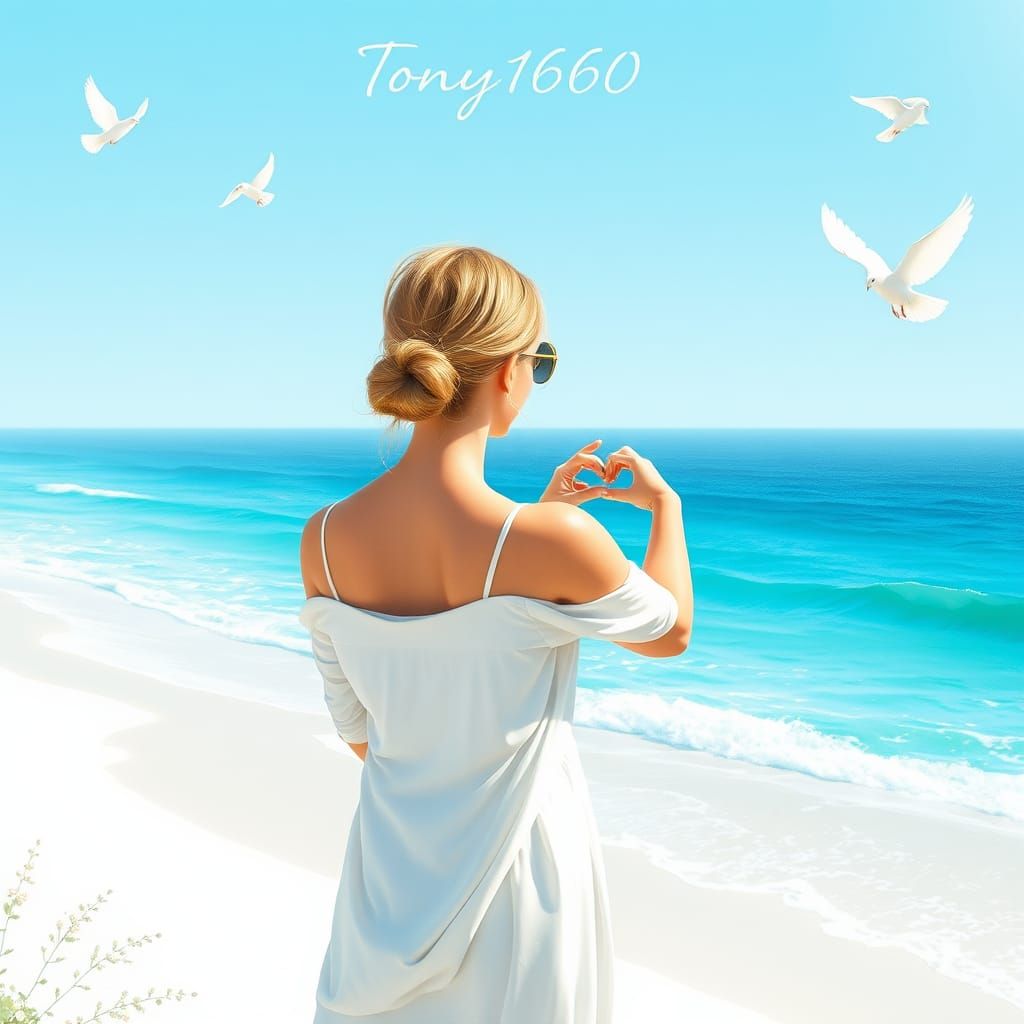 Elegant Beach Scene in Hyper-Realistic Digital Art