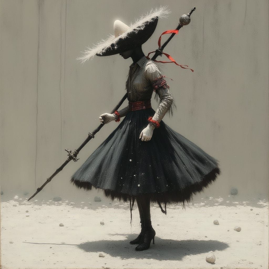 Dark Portrait of a Shadowy Figure in a Dramatic Dance