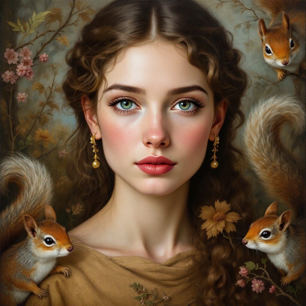 Dutch Folk Art Beauty with Squirrels