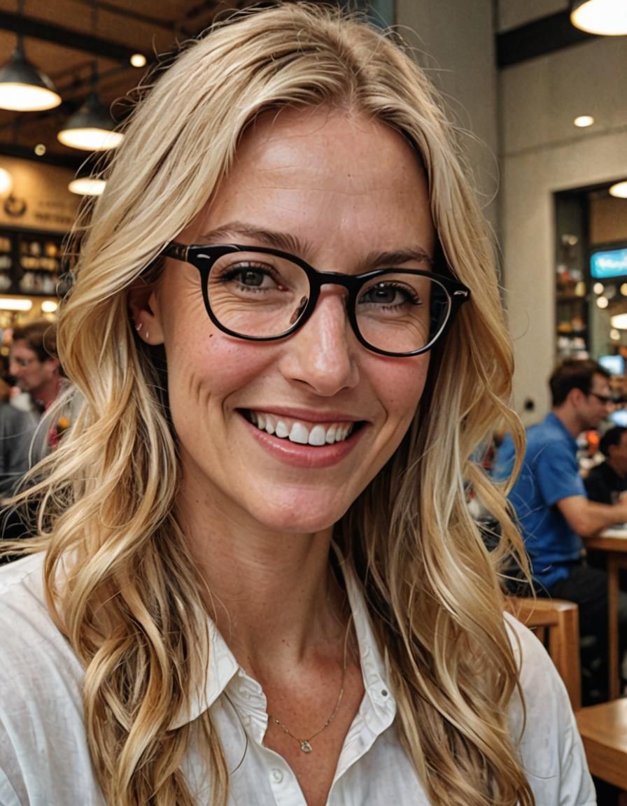 Smiling Blonde Woman with Glasses Portrait