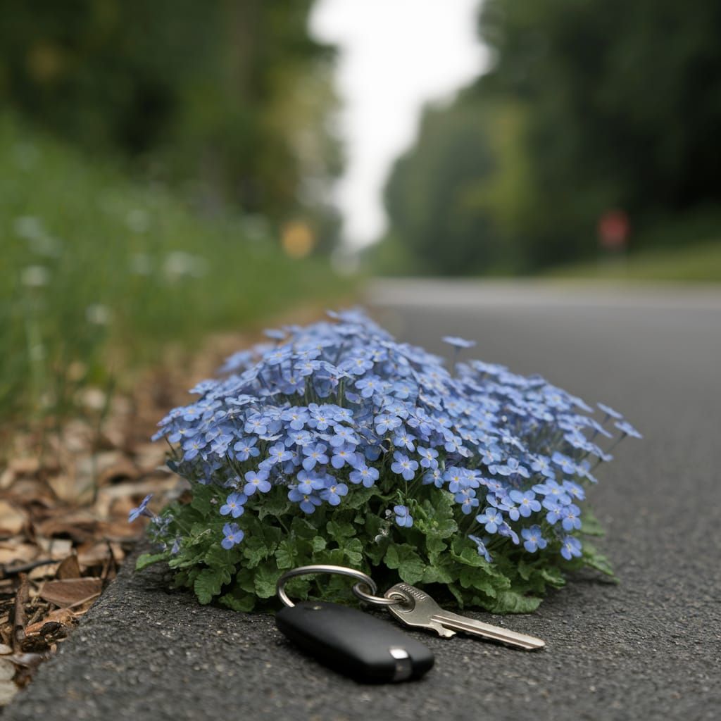 Lush Forget-Me-Nots Bloom on Keys by Roadside