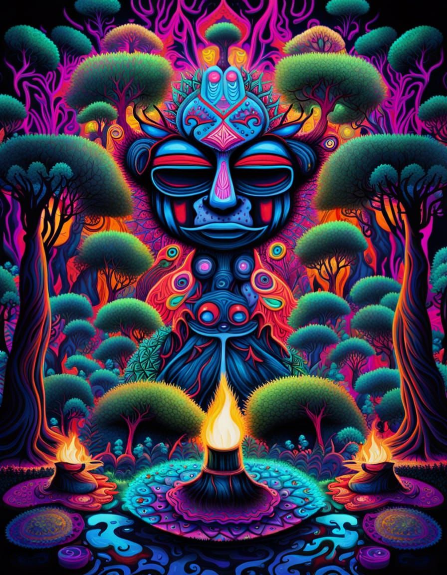 Theyyam Ritual Dance in Psychedelic Forest