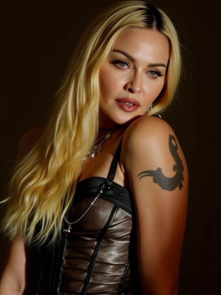 Ethereal Cinematic Portrayal of a Blond Madonna Figure in a ...