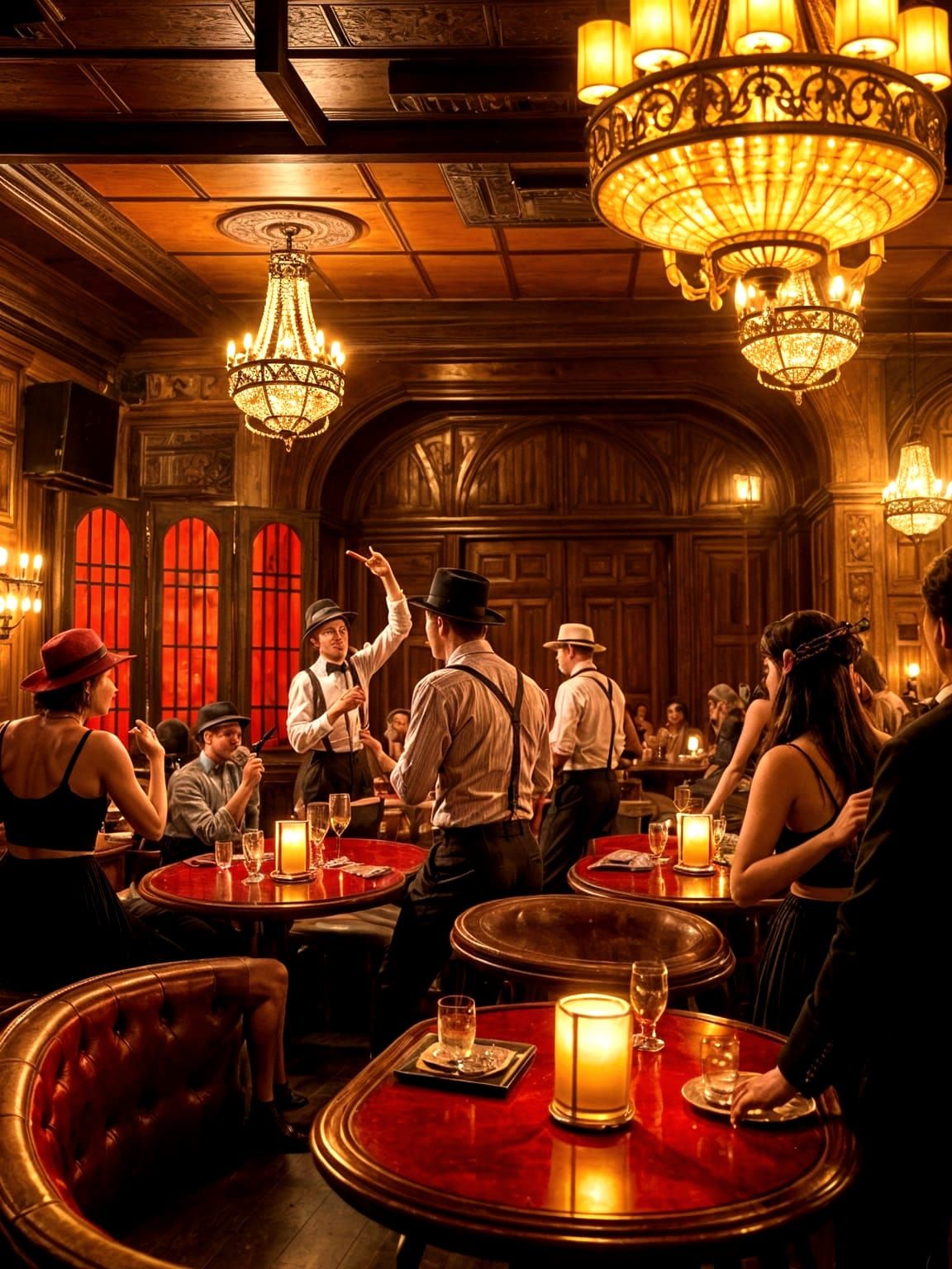 Roaring 20s Speakeasy Scene in Cinematic Lighting