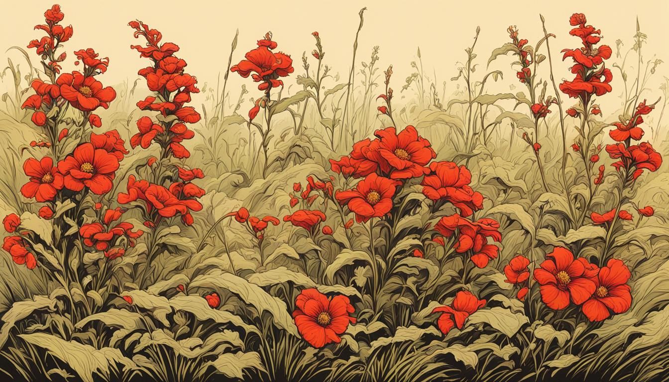 Margarita punzó flowers in the Pampas grassland / Glandulari...