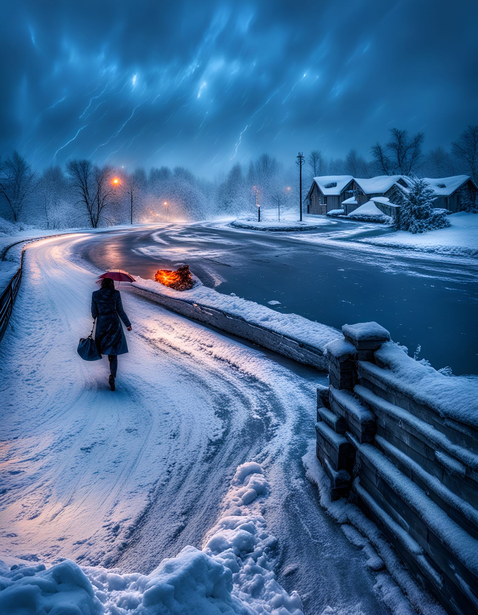 Angry Winter Woman Unleashes a Blizzard
