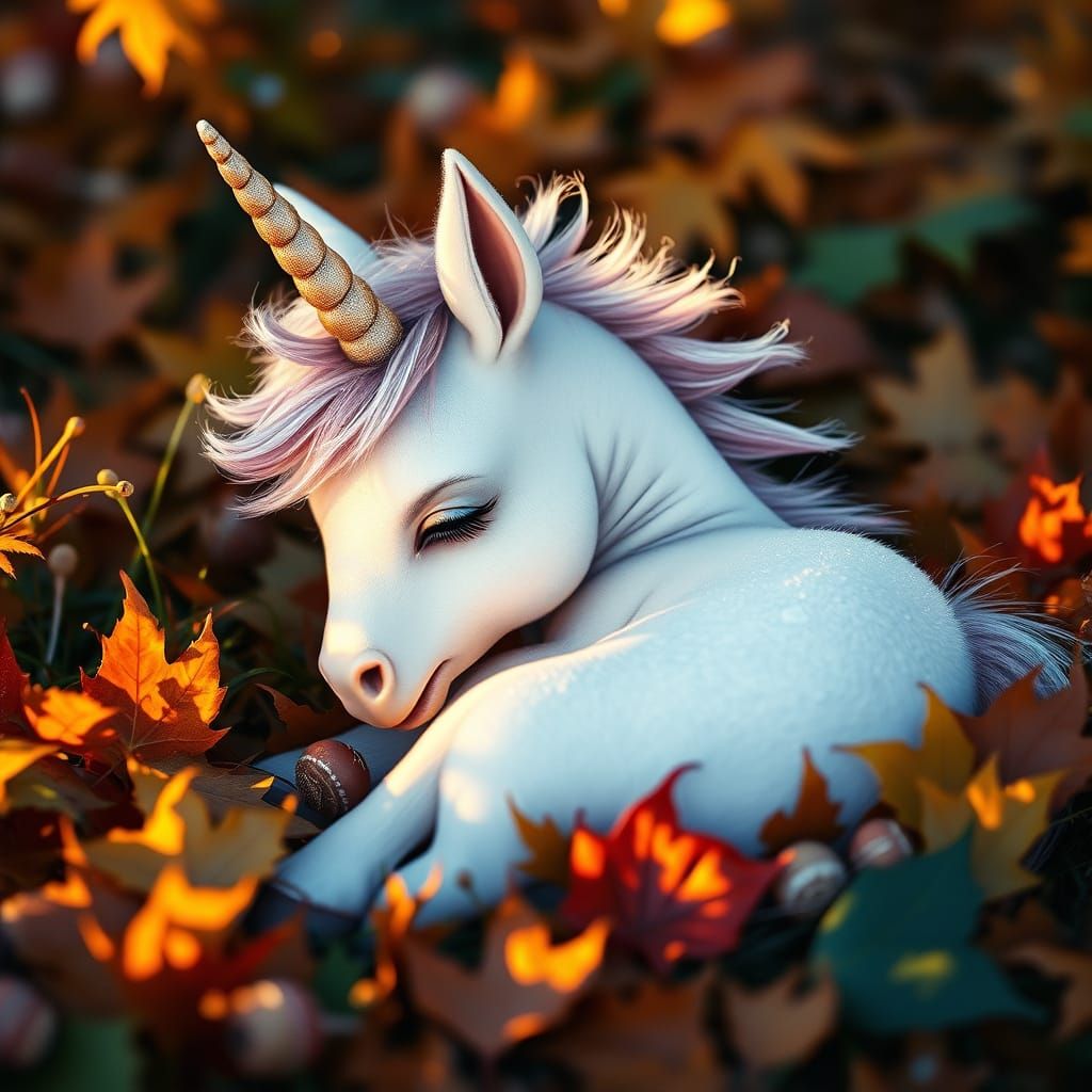 Charming Unicorn in Autumn Wonderland