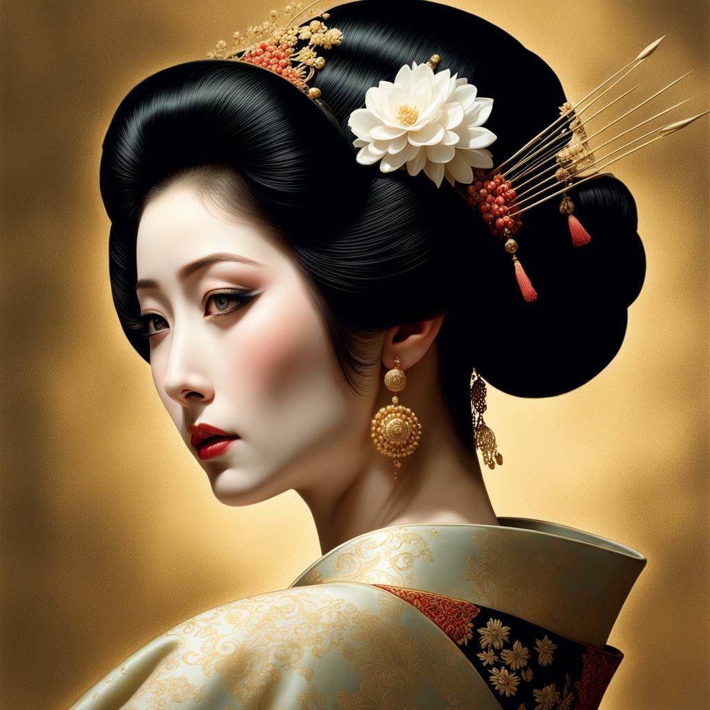 Beautiful Geisha Portrait in Soft Light