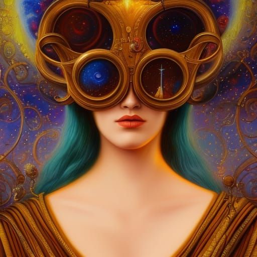 Intriguing Woman in Space, Digital Art