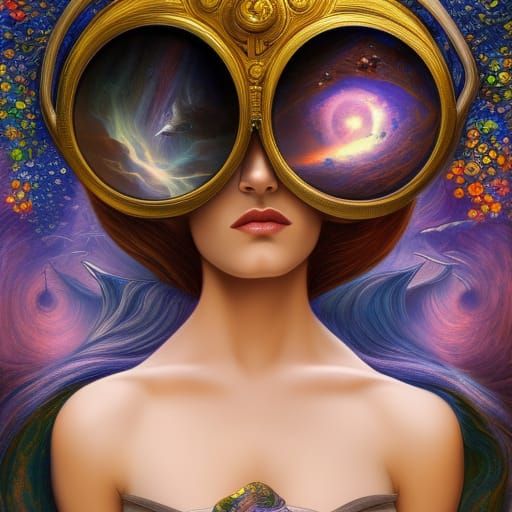 Ethereal Woman in Celestial Landscape