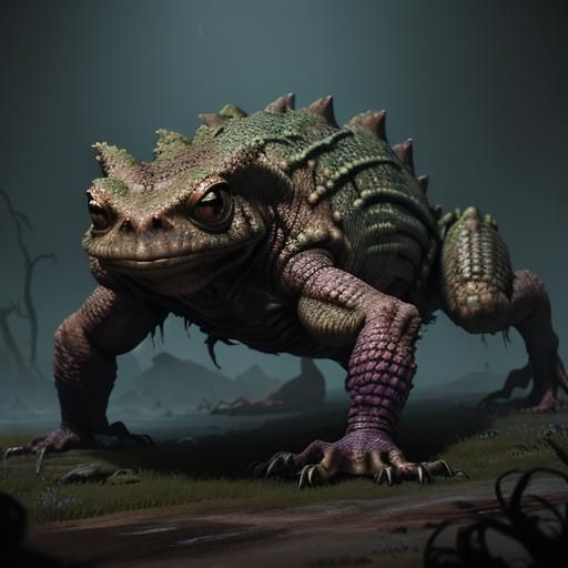 Zombie Toad Leaping Forward: Fantasy Concept Art