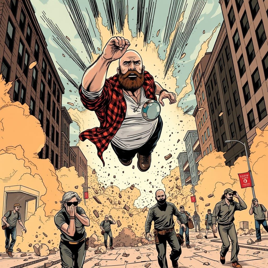 Man Crashes to Earth Comic Book Style