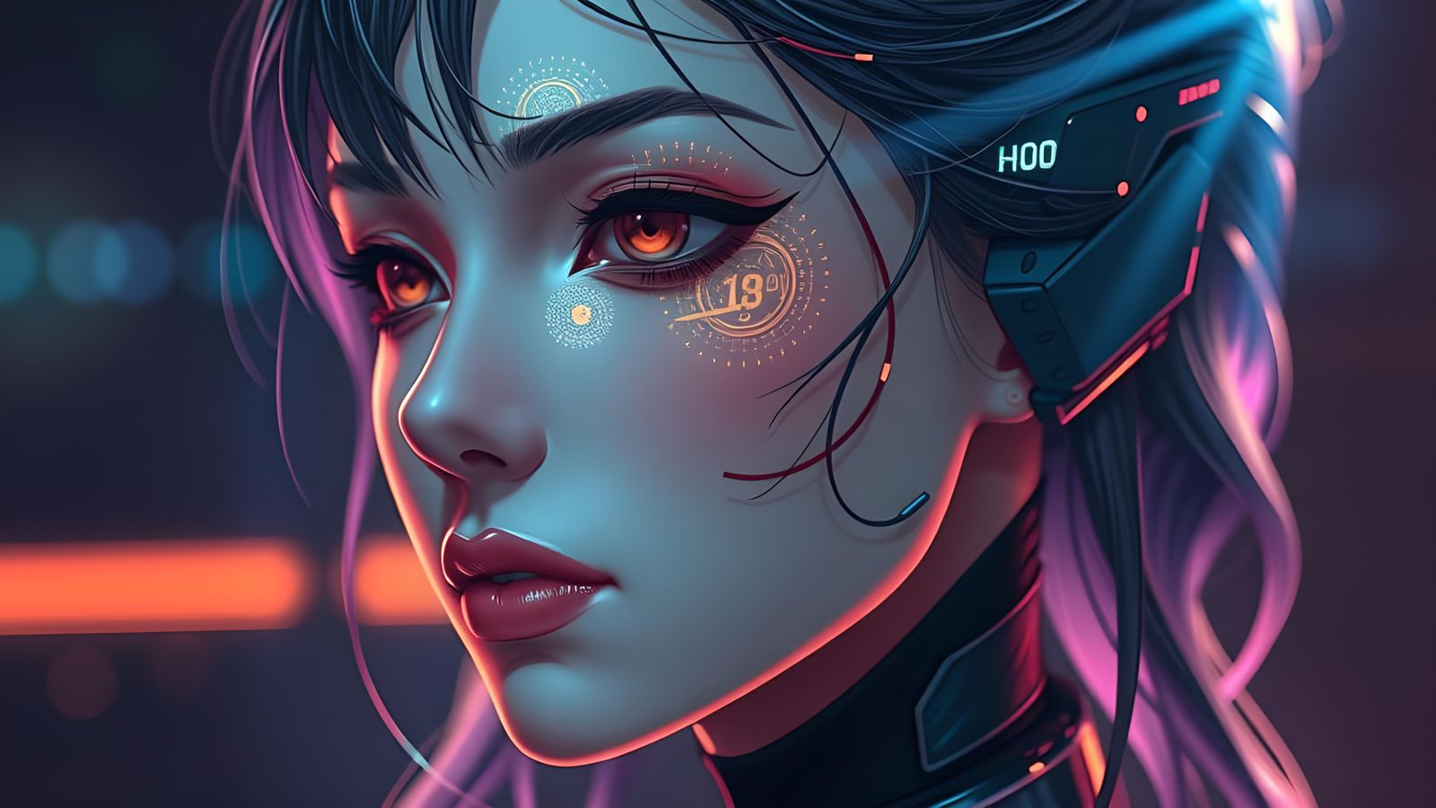 Cyberpunk Anime Woman Crying Code Tears