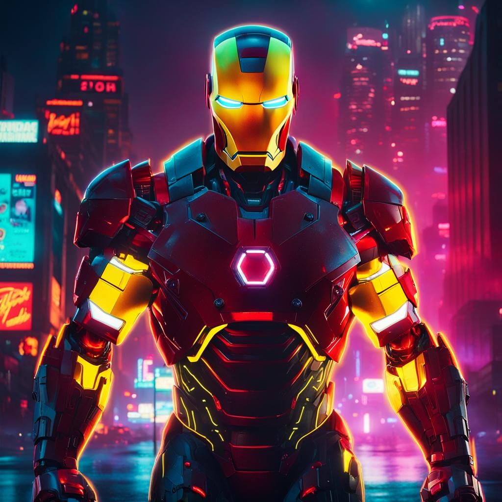 Iron Man in Cyberpunk 2099 Film Still