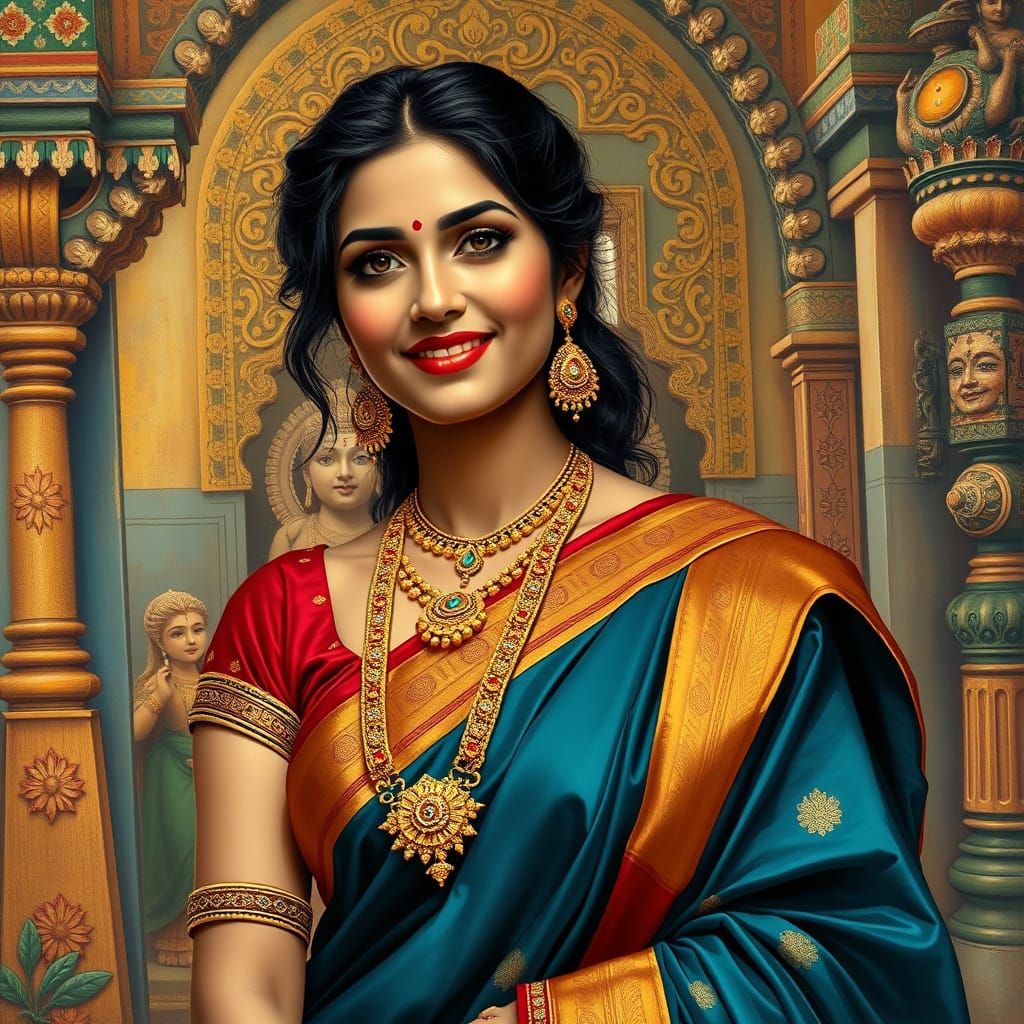 Indian Princess in Traditional Tamil Sari