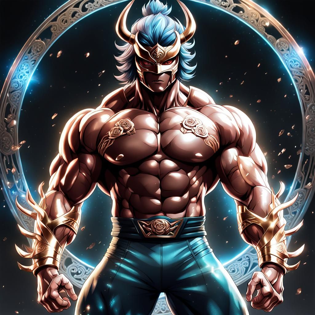 Heroic Ninja Bodybuilder in Anime Style