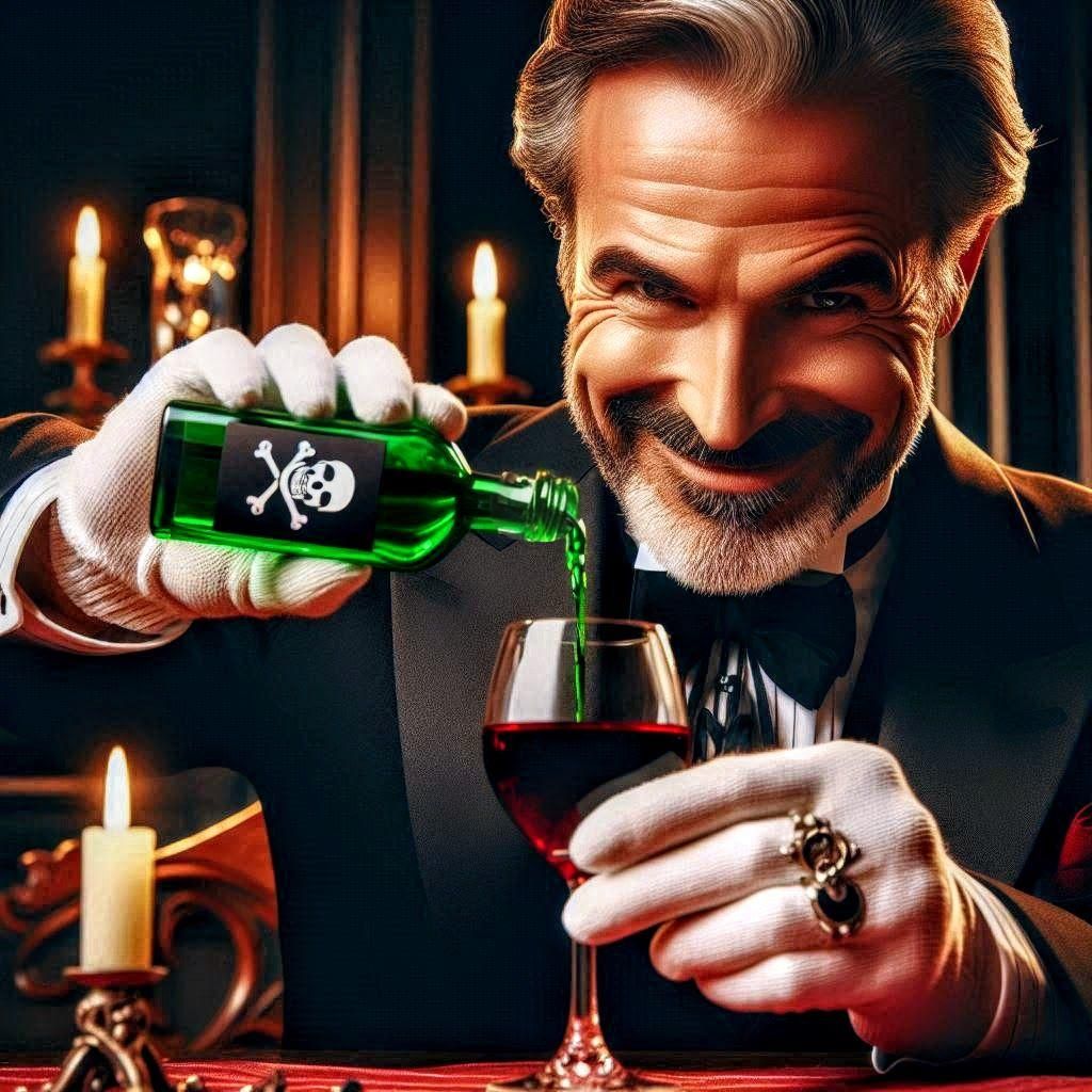 Jeeves the Butler did it in the Dining Hall with the Poison