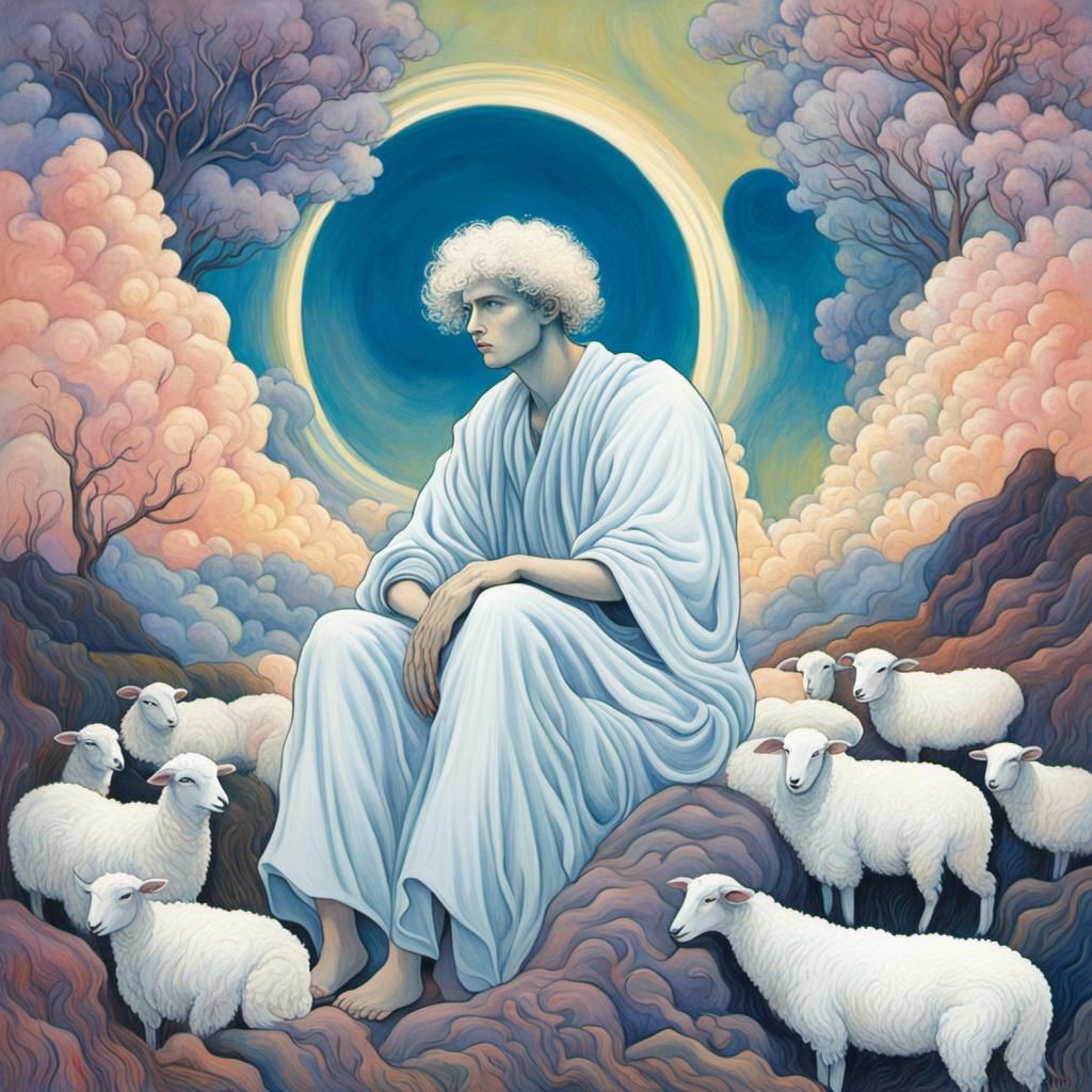 Mystical Pastel Landscape with Abstract Thought-Forms