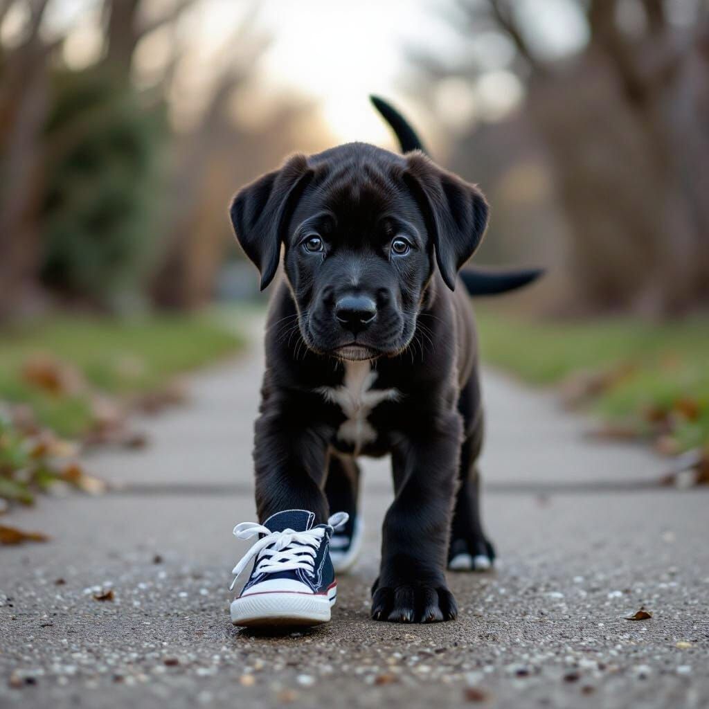 Great Dane Puppy Struggles with Gym Shoes