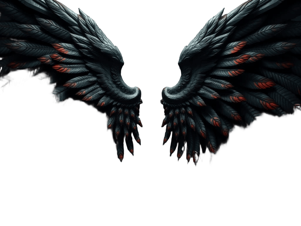 Dark Angel Wings with Blood Tips