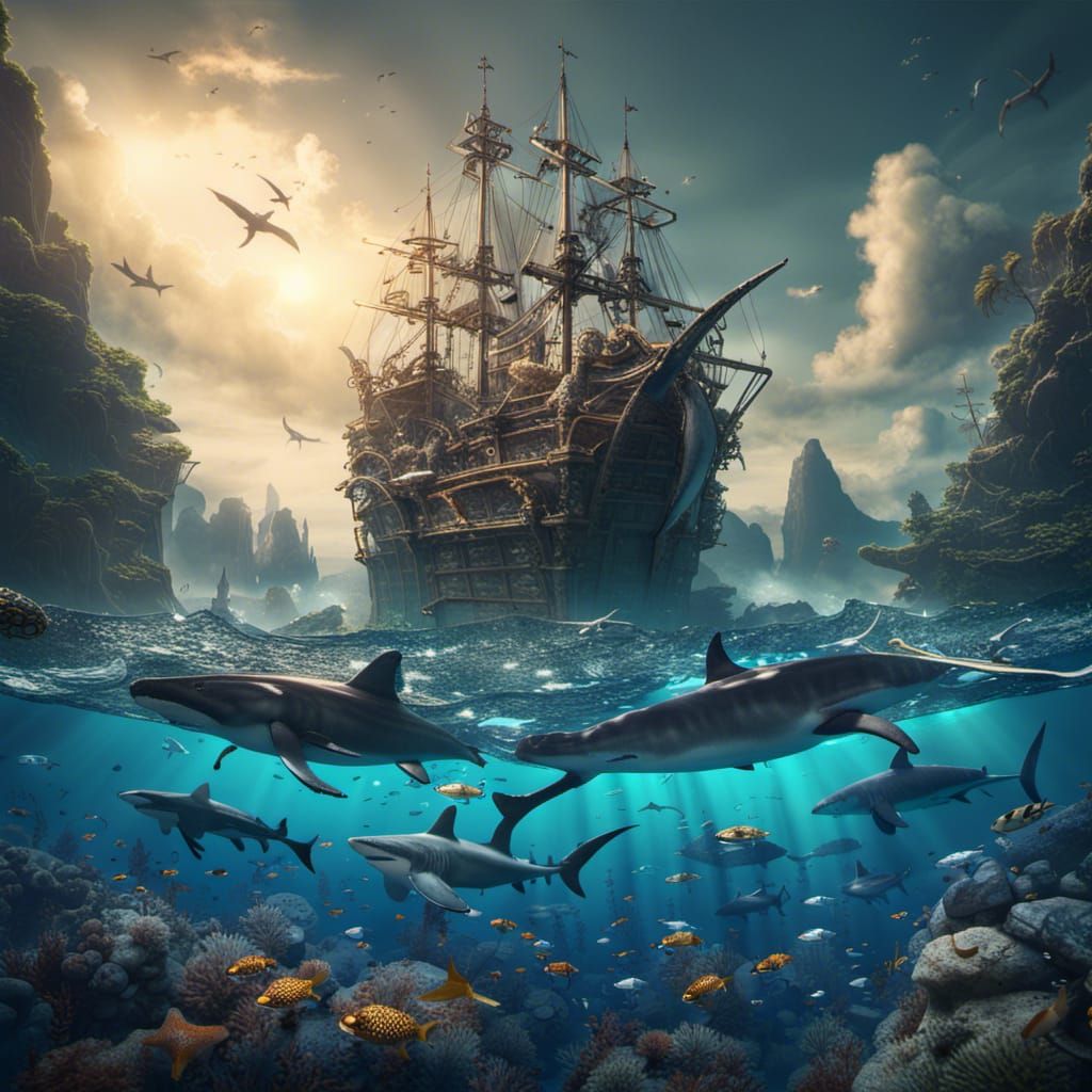 Ocean Life in Detailed Fantasy Concept Art