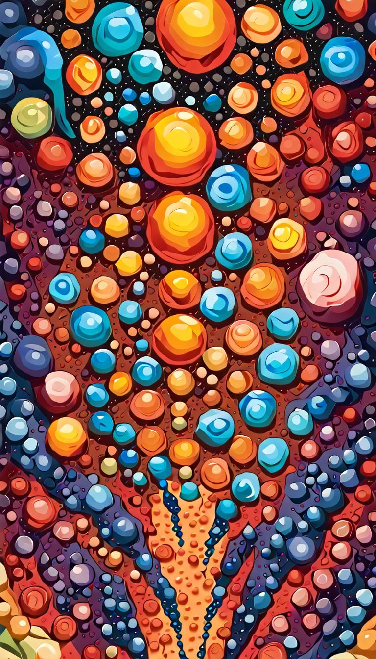 Spinning Mercury Blobs: Psychedelic 3D Digital Illustration