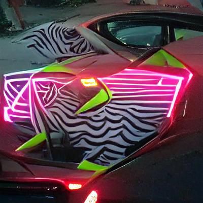 Neon Zebra and Lamborghini: A Striking Contrast