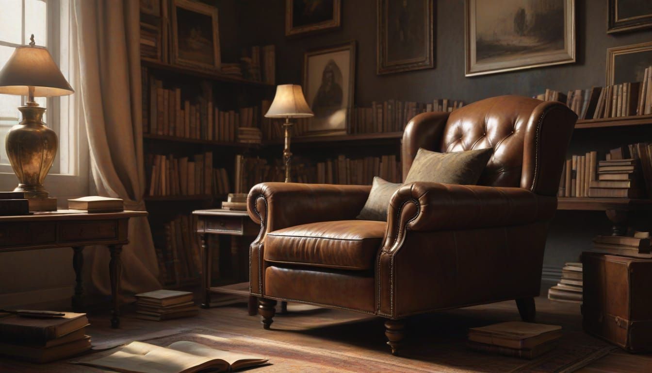 Impressionist Oil Painting of a Scholar in a Cozy Study