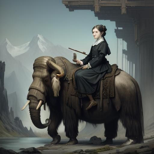 Whistler's Mother on a Mammoth: Detailed Matte Painting