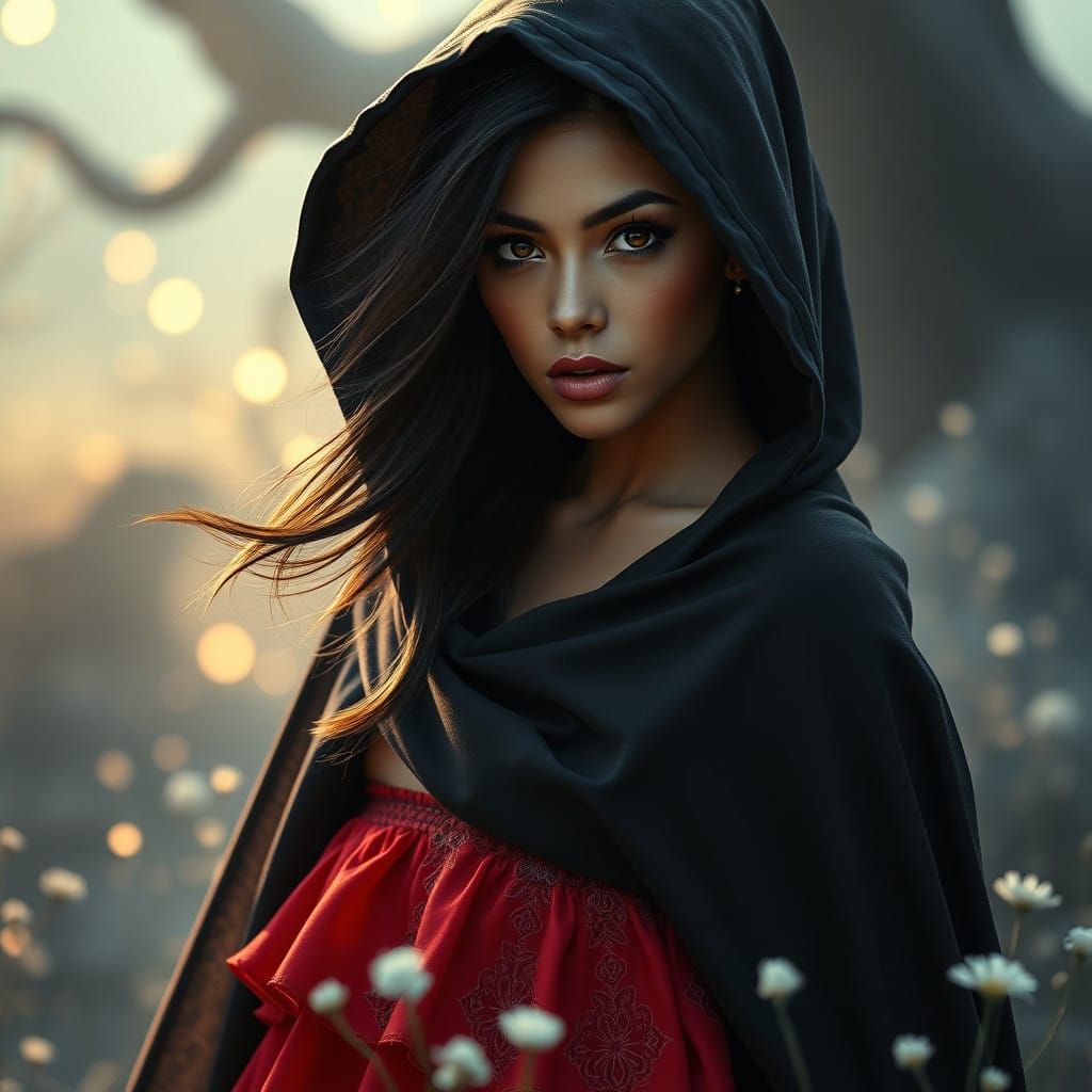 Ethereal Enchantress in Whimsical Fantasy Landscape